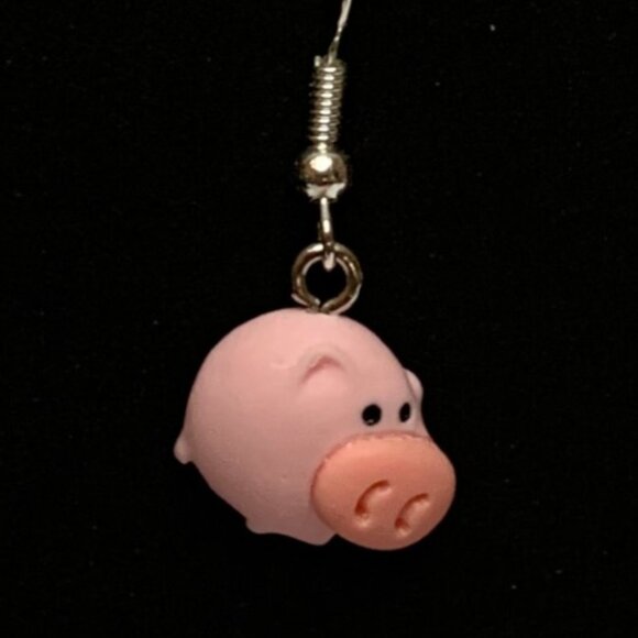 Pig Earring, Piggy, Pig Jewelry, Pig Charm, Gift Idea, Silly Animal Earring, Hog - Picture 5 of 9